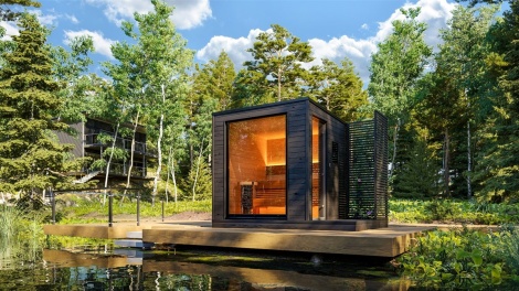 Kytke-ja-käytä-sauna sähkökiukaalla KUUT M EL Basic | 2.2 x 2.2 m